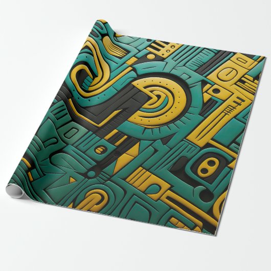 Afrikaanse Ankara Emerald Matrix Cadeaupapier (Uitgerold)