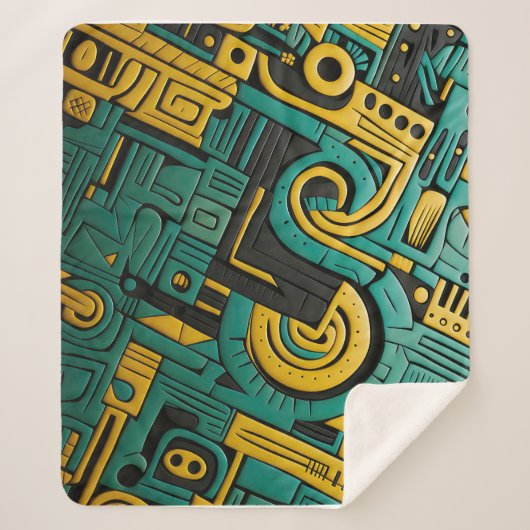 Afrikaanse Ankara Emerald Matrix Sherpa Deken (Voorkant)