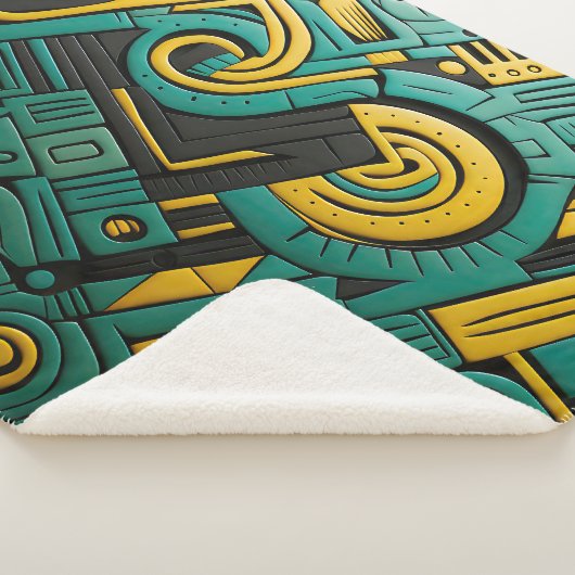 Afrikaanse Ankara Emerald Matrix Sherpa Deken (3/4)