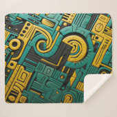 Afrikaanse Ankara Emerald Matrix Sherpa Deken (Voorkant (horizontaal))