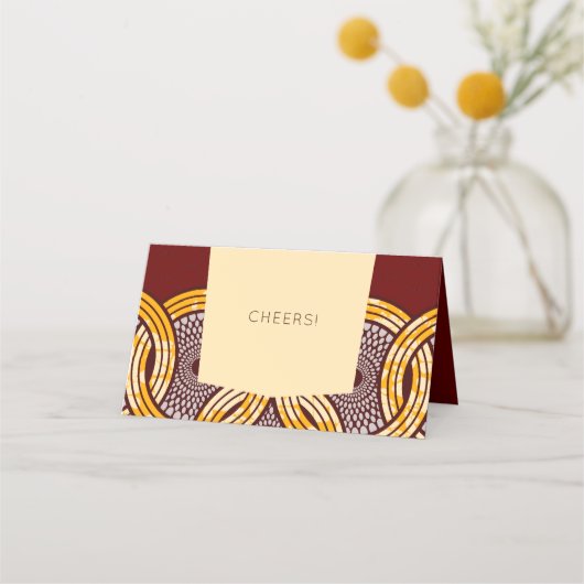 Afrikaanse Ankara Kiteng Goud Bloemen Tafel Plaats Plaatskaartje (Achterkant)