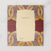 Afrikaanse Ankara Kiteng Goud Bloemen Tafel Plaats Plaatskaartje (Buitenkant ongevouwen)