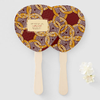 Afrikaanse Ankara Kitenge Gouden Bloemen Hand Fans Handwaaier