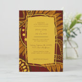 Afrikaanse Ankara Maroon Bloemen bruiloft uitnodig Kaart (Staand voorkant)