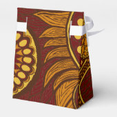 Afrikaanse Ankara Maroon Bruin Gouden Bloemen Bedankdoosjes (Achterkant)