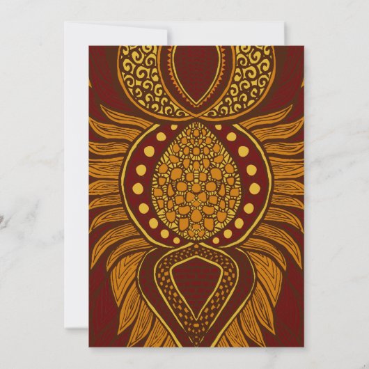 Afrikaanse Ankara Maroon Goud Bloemen Bruiloft Uit Kaart (Achterkant)