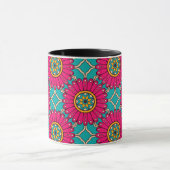 Afrikaanse Ankara Print Magenta en Blauwgroen Mok (Midden)