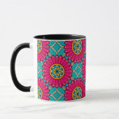 Afrikaanse Ankara Print Magenta en Blauwgroen Mok (Links)