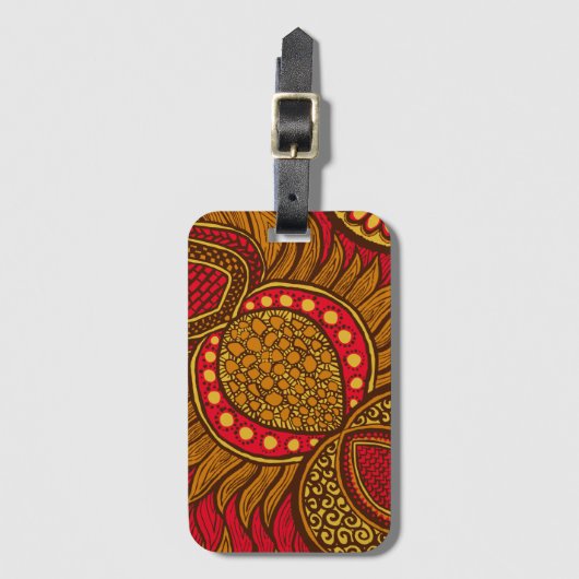 Afrikaanse Ankara Rode Global Bloemen Bagage Bagagelabel (Voorkant (verticaal))