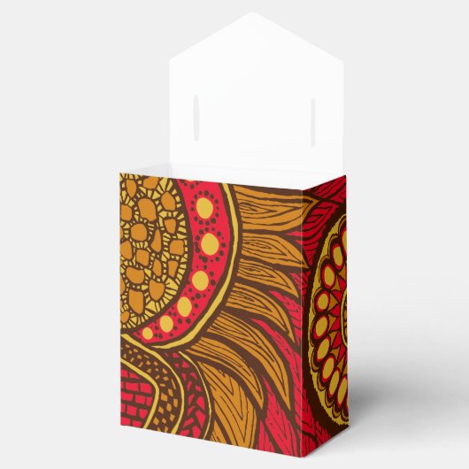 Afrikaanse Ankara Rood Bruin Goud Bloemen Bedankdoosjes (Geopend)