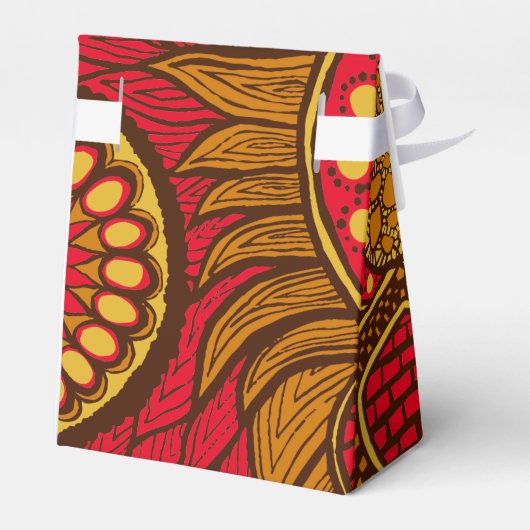 Afrikaanse Ankara Rood Bruin Goud Bloemen Bedankdoosjes (Achterkant)