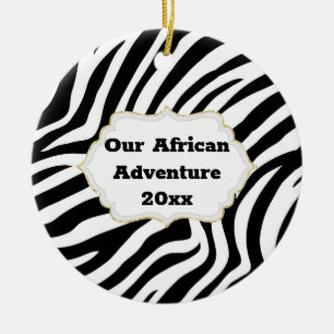 Afrikaanse avontuur DIY-fotojaar zebrastrepen Keramisch Ornament