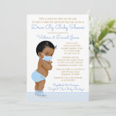 Afrikaanse baby met masker rijden door Baby shower Kaart (Staand voorkant)