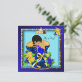 Afrikaanse  Baby shower Prins Boy Kaart (Staand voorkant)