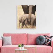 Afrikaanse babyolifant met moeder canvas afdruk (Insitu (Woonkamer))