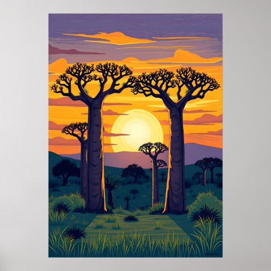 Afrikaanse Baobab bomen Poster (Voorkant)