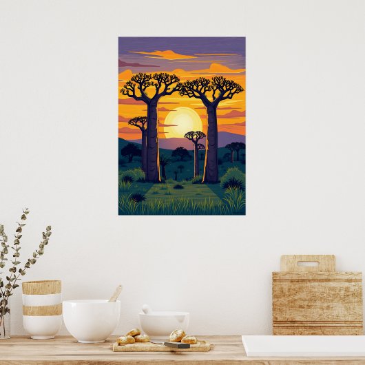 Afrikaanse Baobab bomen Poster (Keuken)