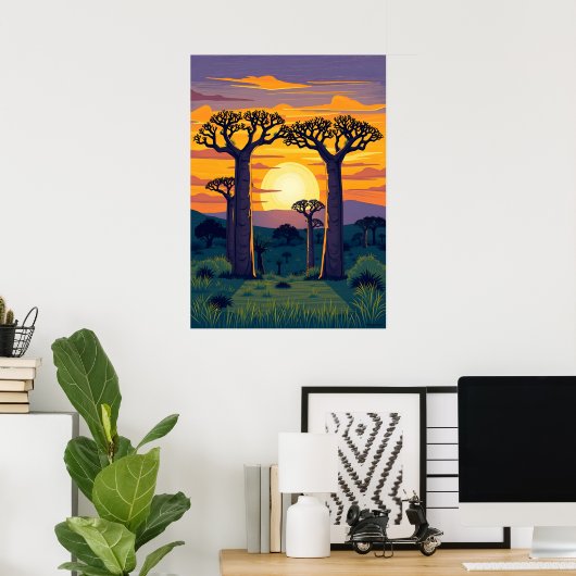 Afrikaanse Baobab bomen Poster (Thuiskantoor)