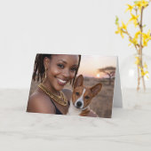 Afrikaanse Basenji lege kaart (Gele Bloem)