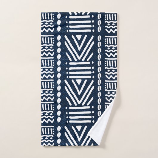 Afrikaanse Blauwe Denim Bogolan Design Badhanddoek Bad Handdoek (Handdoek)