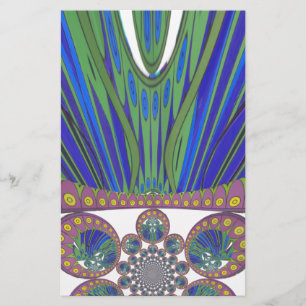 Afrikaanse Blauwe Paarse Decoratieve Kunst Design  Briefpapier