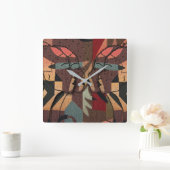 Afrikaanse boomstammen vierkante klok (Huis)