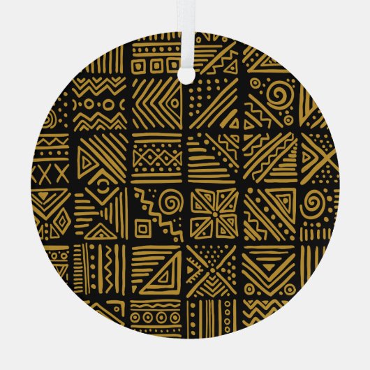 Afrikaanse botsing: etnische stam naadloos. glas ornament (Achterkant)