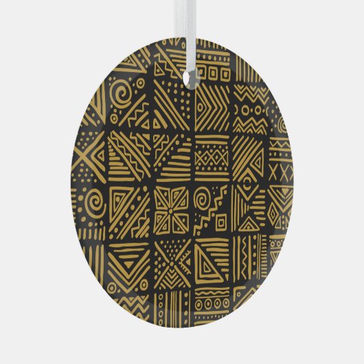 Afrikaanse botsing: etnische stam naadloos. glas ornament (Voorkant Rechts)