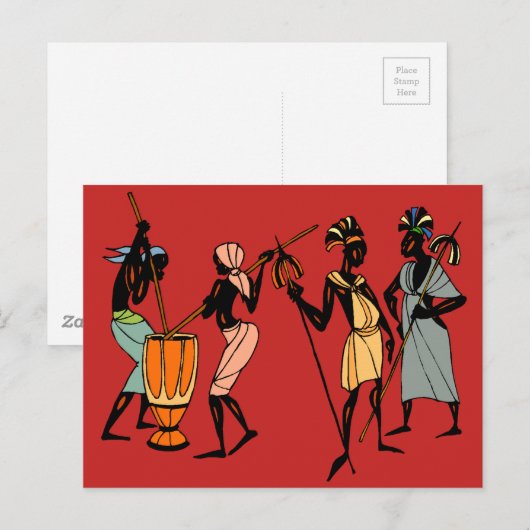 Afrikaanse briefkaarten voor stammenkunst (Voorkant / Achterkant)