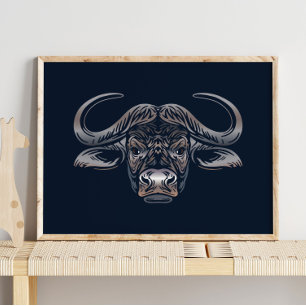 Afrikaanse buffelafdrukken Afdruk van Afrikaanse Poster