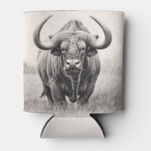 Afrikaanse Buffelpotloodtekening Blikjeskoeler (Voorkant)