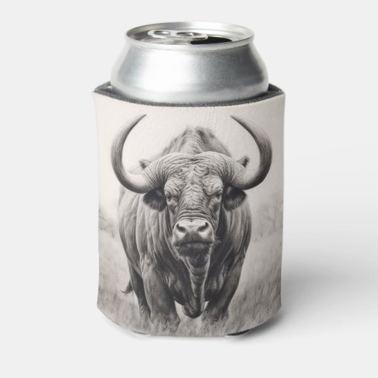 Afrikaanse Buffelpotloodtekening Blikjeskoeler (Blikje Achterkant)