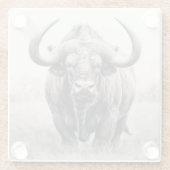 Afrikaanse Buffelpotloodtekening Glazen Onderzetter (Achterkant)