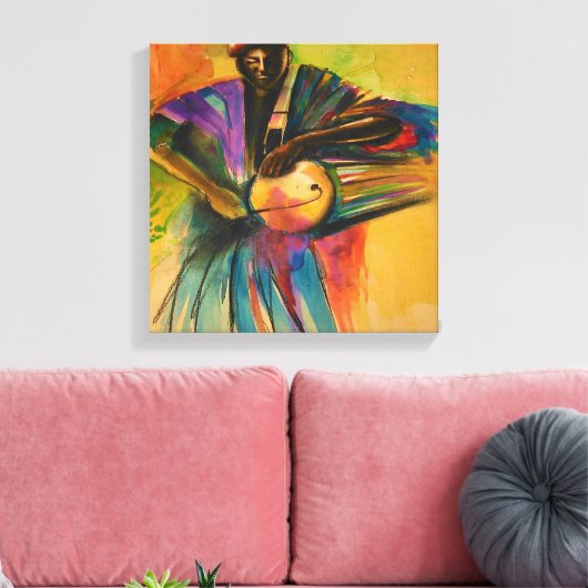 Afrikaanse canvas kunst (Eyo danser) (Insitu (Woonkamer))