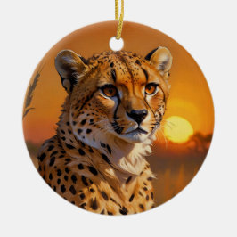 Afrikaanse Cheetah bij zonsondergang Keramisch Ornament