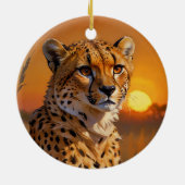 Afrikaanse Cheetah bij zonsondergang Keramisch Ornament (Achterkant)