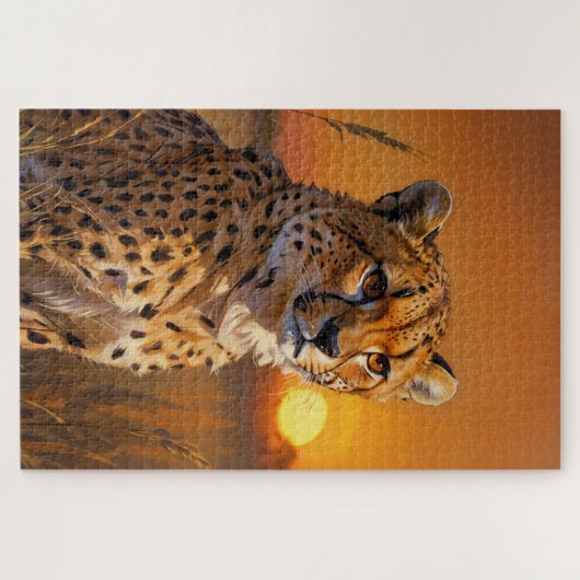 Afrikaanse Cheetah bij zonsondergang Legpuzzel (Horizontaal)