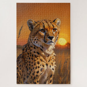 Afrikaanse Cheetah bij zonsondergang Legpuzzel