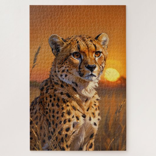 Afrikaanse Cheetah bij zonsondergang Legpuzzel (Verticaal)
