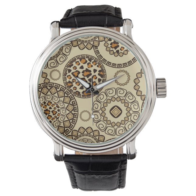 Afrikaanse cheetah huidpatroon 3 horloge (Voorkant)