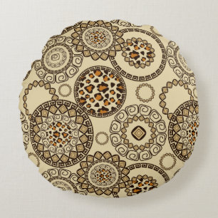 Afrikaanse cheetah huidpatroon 3 rond kussen