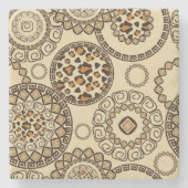 Afrikaanse cheetah huidpatroon 3 stenen onderzetter (Voorkant)