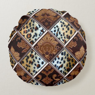 Afrikaanse Cheetah Patch Quilt Pattern Rond Kussen