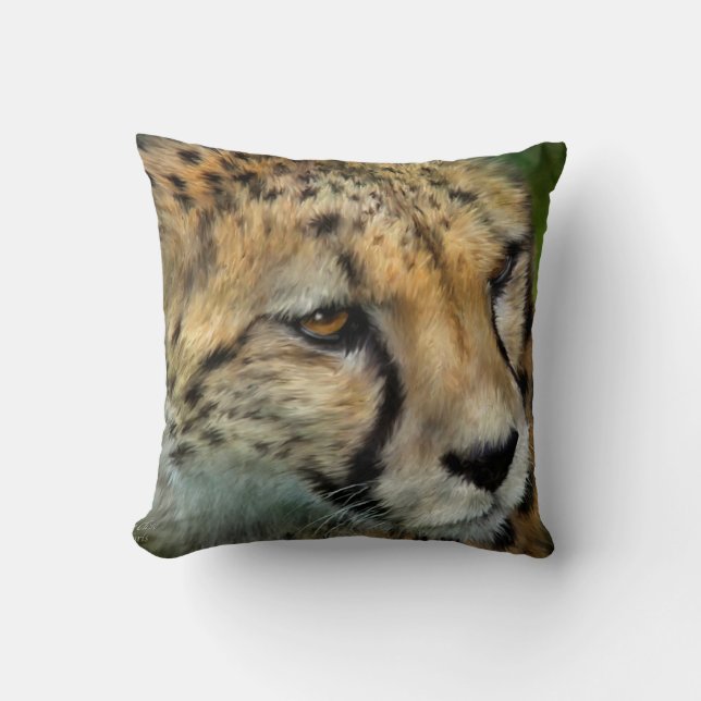 Afrikaanse Cheetah Portrait Art Designer Pillow Kussen (Voorkant)