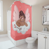 afrikaanse cherub angel zwarte cupido valentijnen douchegordijn (In situ)