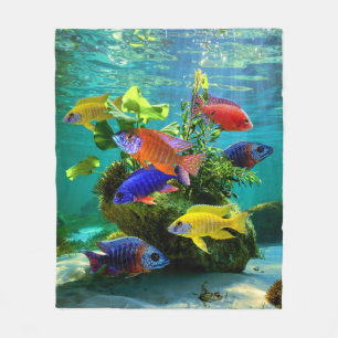 Afrikaanse Cichliden Pauw Cichlid Aquarium Art Fleece Deken
