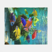 Afrikaanse Cichliden Pauw Cichlid Aquarium Art Fleece Deken (Voorkant (Horizontaal))
