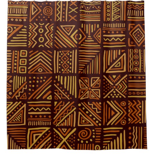 Afrikaanse confrontatie naadloos in etnische stamm douchegordijn (Voorkant)