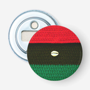 Afrikaanse cowrie Shell Red Black Crochet Print Button Flesopener