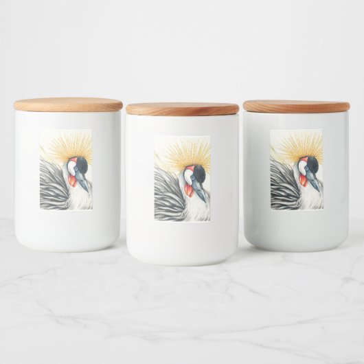 Afrikaanse Crested Crane Ink Art Voedselcontainer Etiket (Flessen)